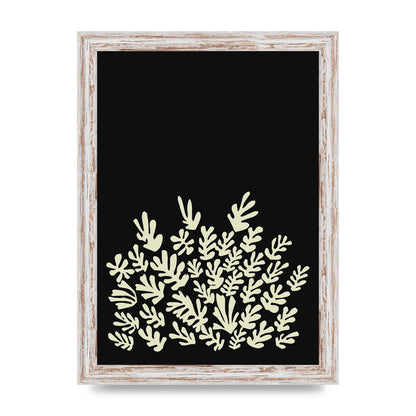 Black Ecru Abstract Leaf Shape Art For The Home - A4 framed