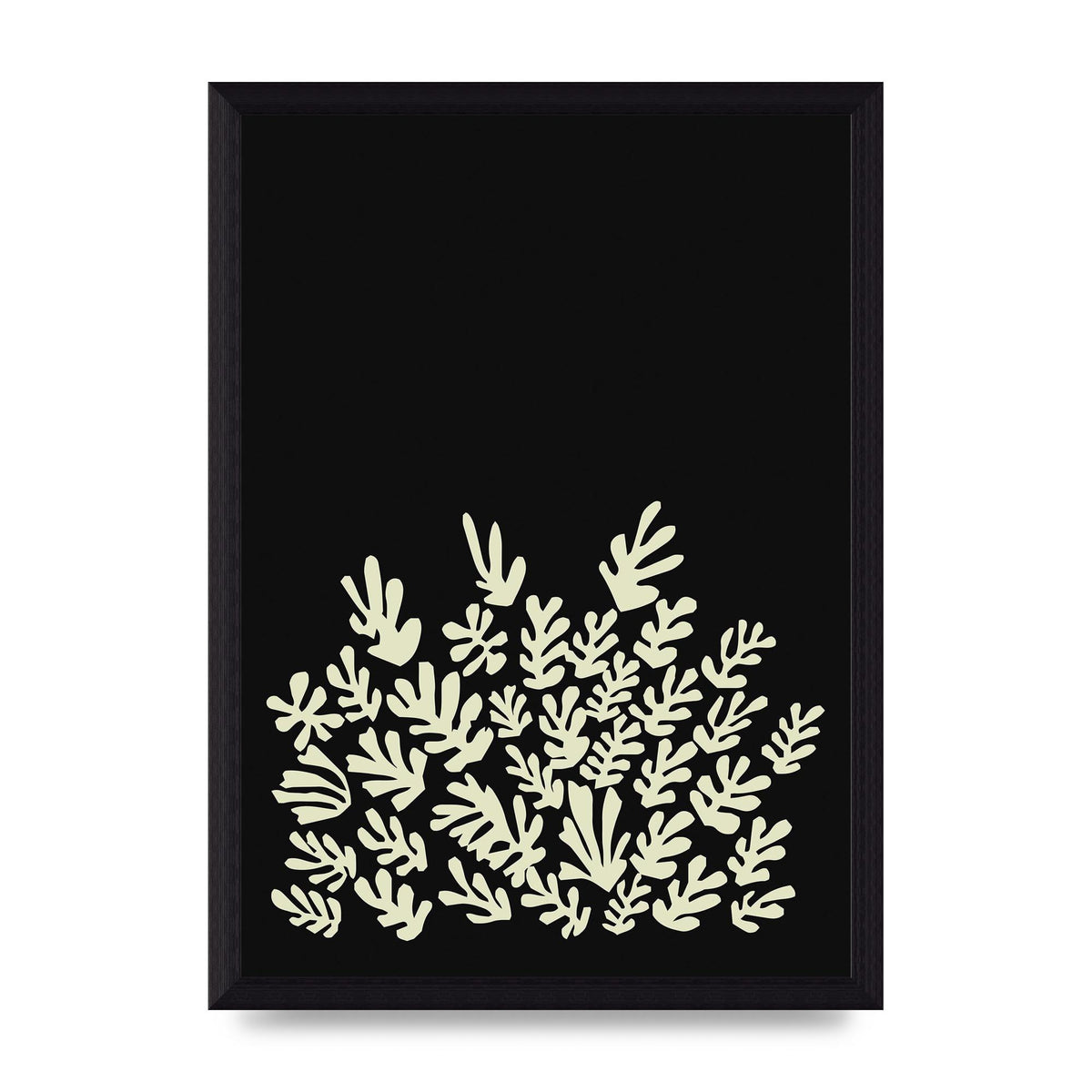 Black Ecru Abstract Leaf Shape Art For The Home - A4 framed
