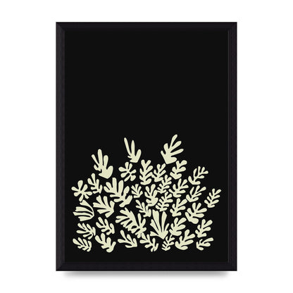 Black Ecru Abstract Leaf Shape Art For The Home - A4 framed