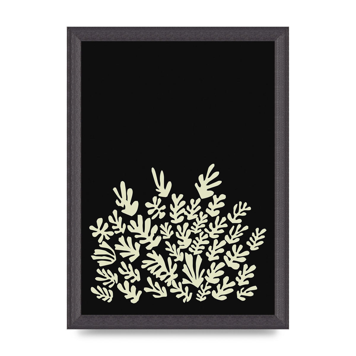 Black Ecru Abstract Leaf Shape Art For The Home - A4 framed
