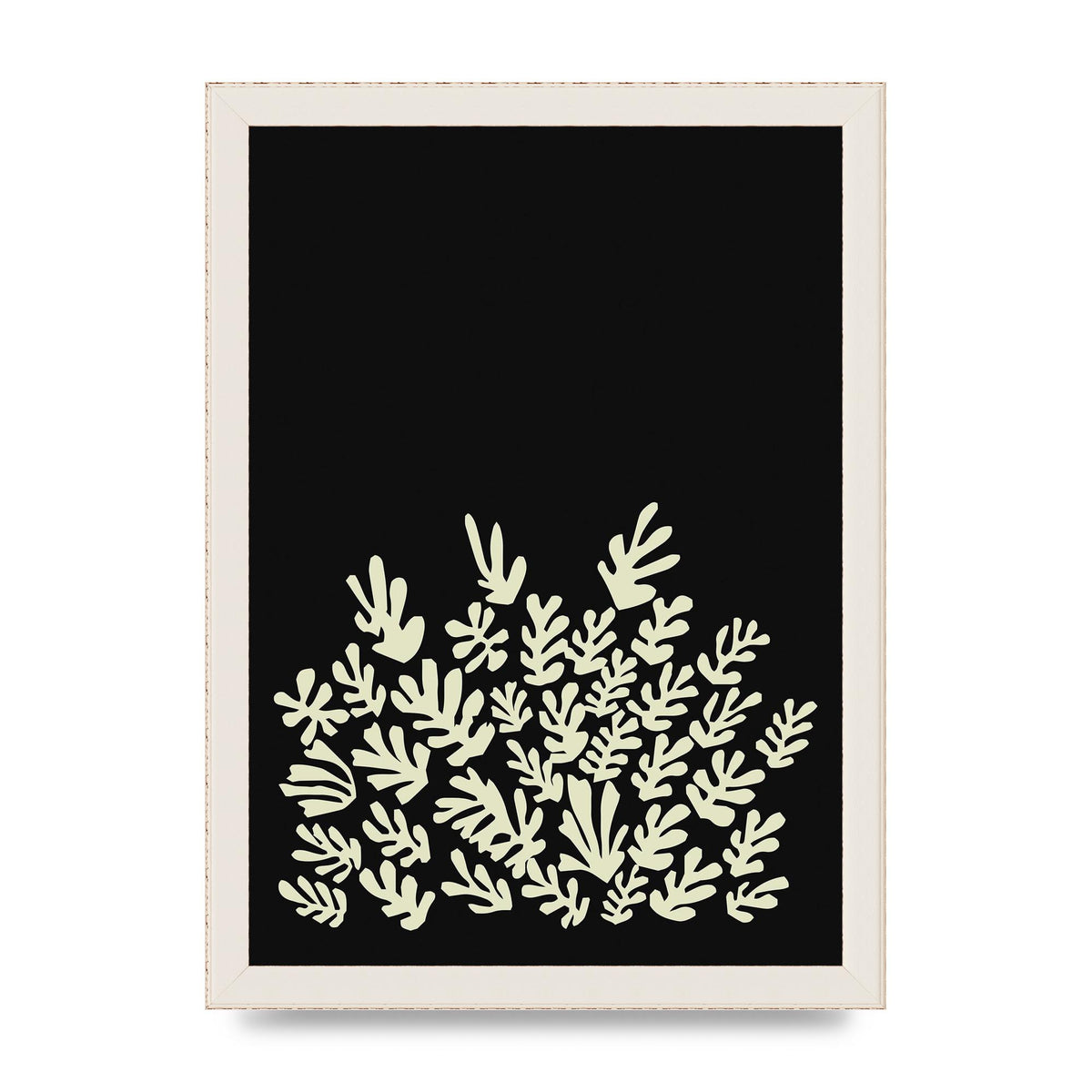 Black Ecru Abstract Leaf Shape Art For The Home - A4 framed