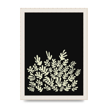 Black Ecru Abstract Leaf Shape Art For The Home - A4 framed
