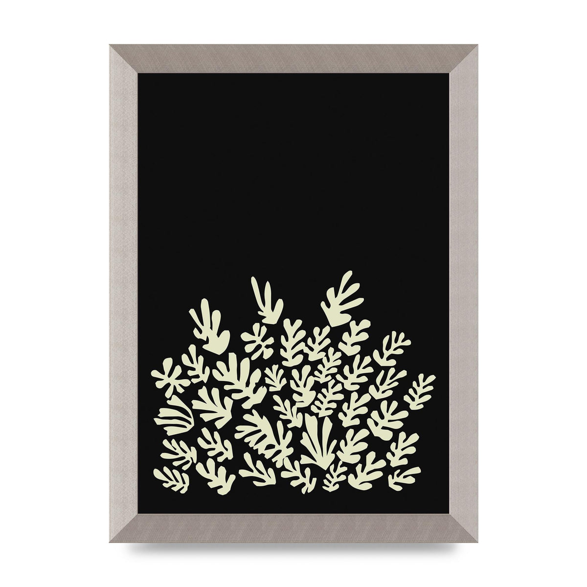 Black Ecru Abstract Leaf Shape Art For The Home - A4 framed