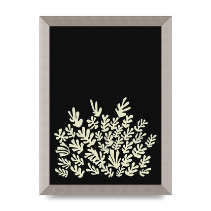 Black Ecru Abstract Leaf Shape Art For The Home - A4 framed