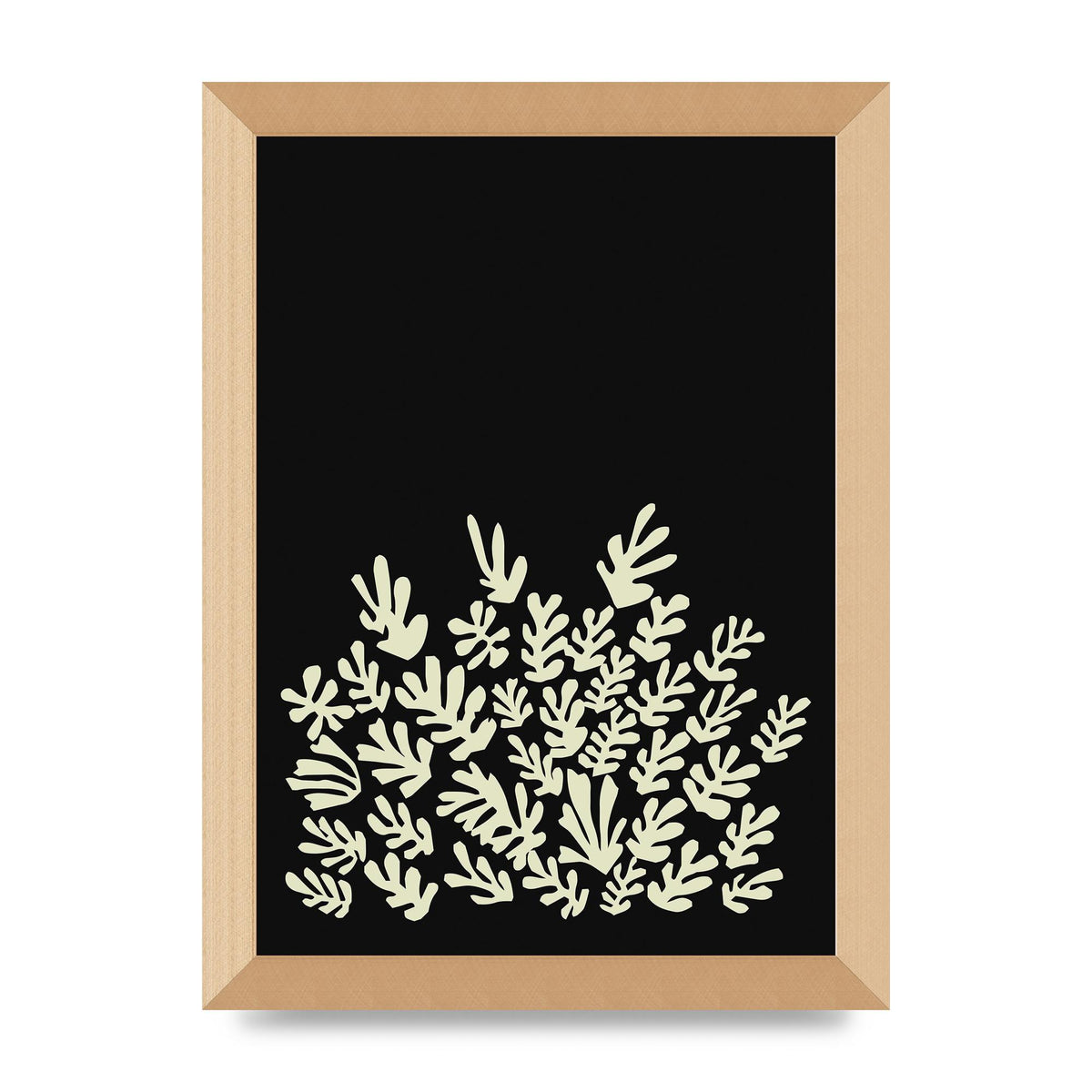 Black Ecru Abstract Leaf Shape Art For The Home - A4 framed