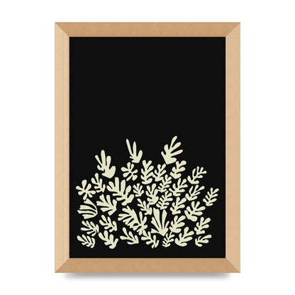 Black Ecru Abstract Leaf Shape Art For The Home - A4 framed