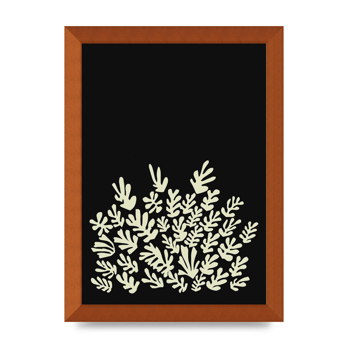 Black Ecru Abstract Leaf Shape Art For The Home - A4 framed
