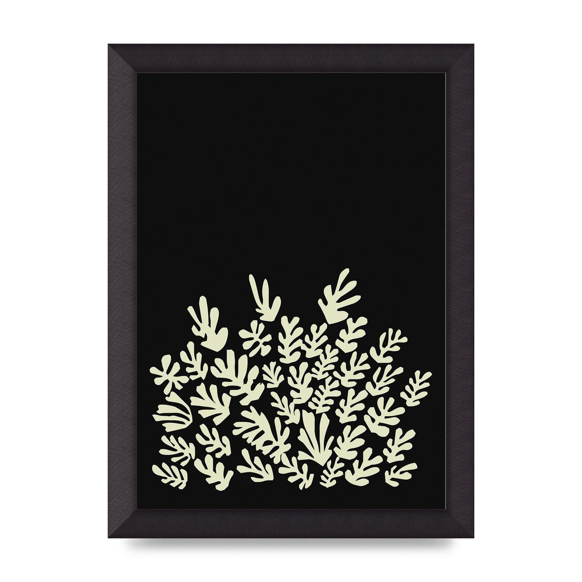 Black Ecru Abstract Leaf Shape Art For The Home - A4 framed