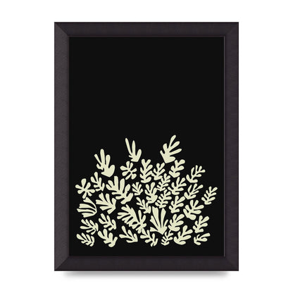 Black Ecru Abstract Leaf Shape Art For The Home - A4 framed