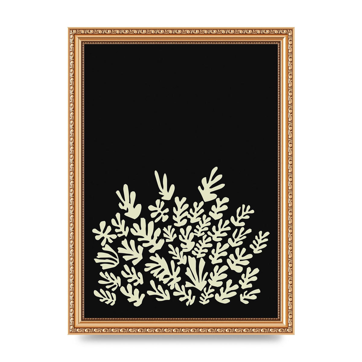 Black Ecru Abstract Leaf Shape Art For The Home - A4 framed