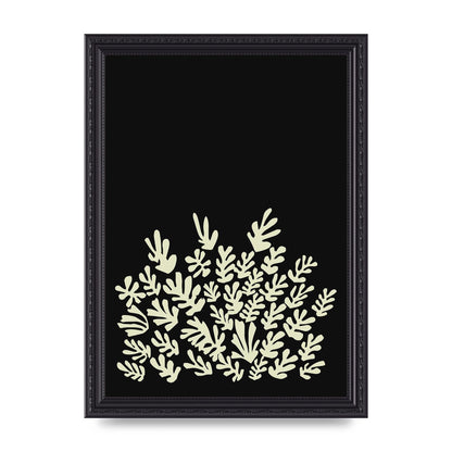 Black Ecru Abstract Leaf Shape Art For The Home - A4 framed