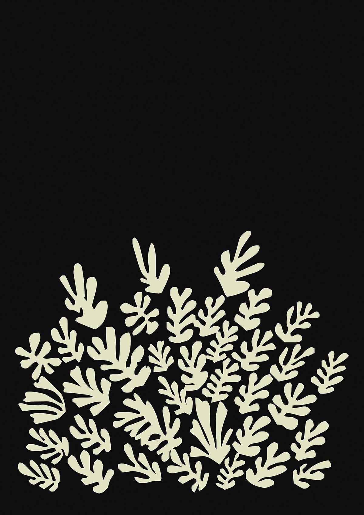 Black Ecru Abstract Leaf Shape Art For The Home - detail
