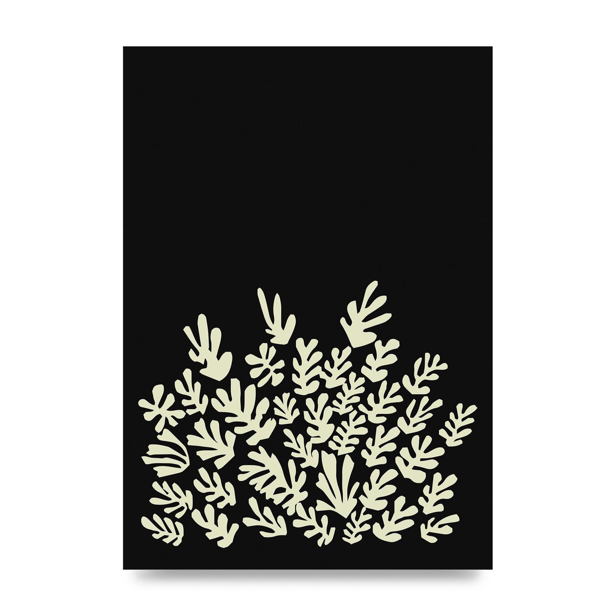 Black Ecru Abstract Leaf Shape Art For The Home - unframed print