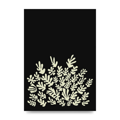 Black Ecru Abstract Leaf Shape Art For The Home - unframed print