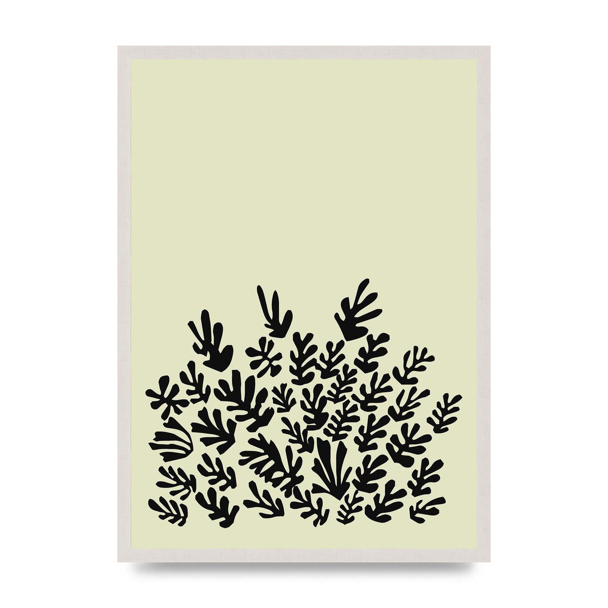 Ecru Black Abstract Leaf Shape Two Printed Poster - A2 framed