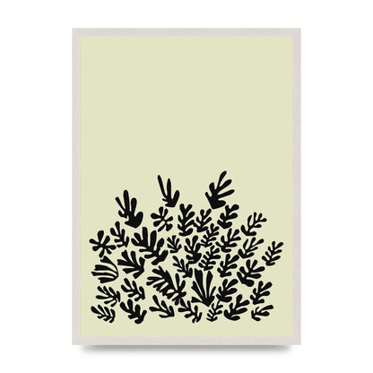 Ecru Black Abstract Leaf Shape Two Printed Poster - A2 framed