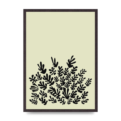 Ecru Black Abstract Leaf Shape Two Printed Poster - A2 framed