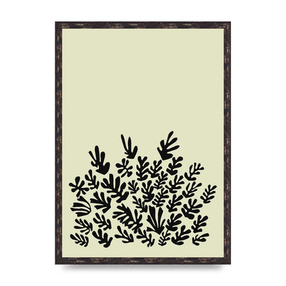 Ecru Black Abstract Leaf Shape Two Printed Poster - A2 framed