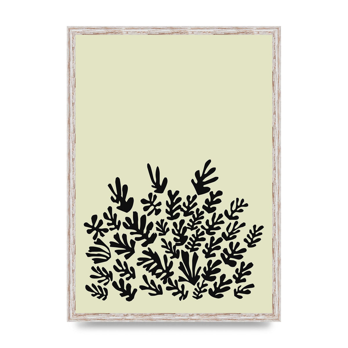 Ecru Black Abstract Leaf Shape Two Printed Poster - A2 framed