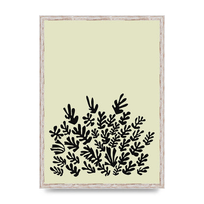 Ecru Black Abstract Leaf Shape Two Printed Poster - A2 framed