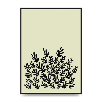 Ecru Black Abstract Leaf Shape Two Printed Poster - A2 framed