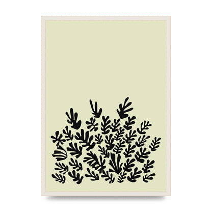 Ecru Black Abstract Leaf Shape Two Printed Poster - A2 framed