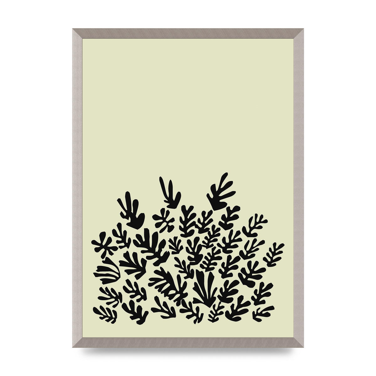 Ecru Black Abstract Leaf Shape Two Printed Poster - A2 framed