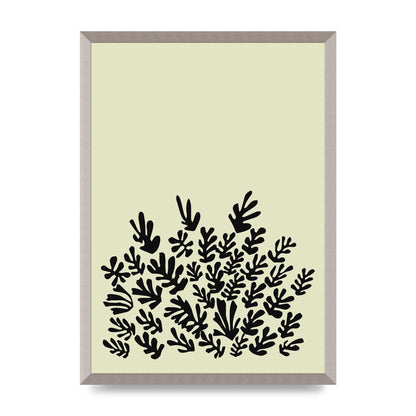 Ecru Black Abstract Leaf Shape Two Printed Poster - A2 framed