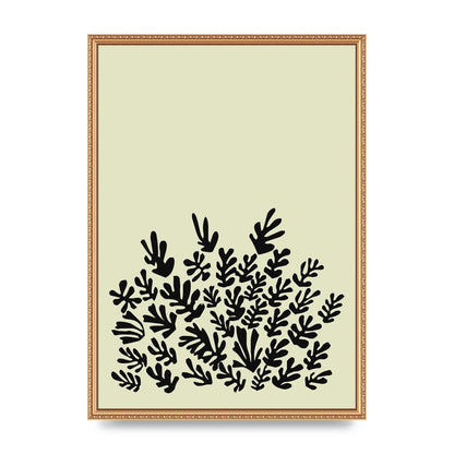 Ecru Black Abstract Leaf Shape Two Printed Poster - A2 framed