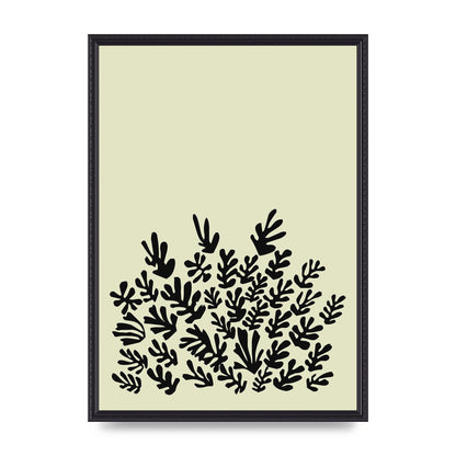 Ecru Black Abstract Leaf Shape Two Printed Poster - A2 framed