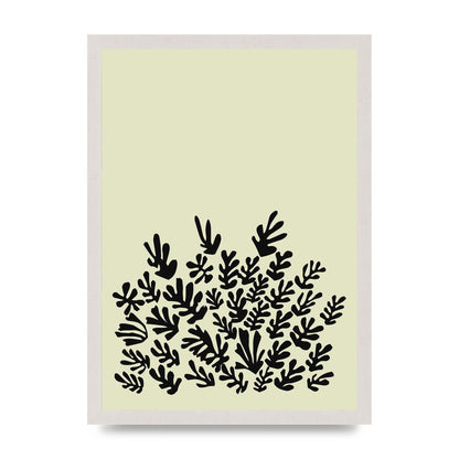 Ecru Black Abstract Leaf Shape Two Printed Poster - A3 framed