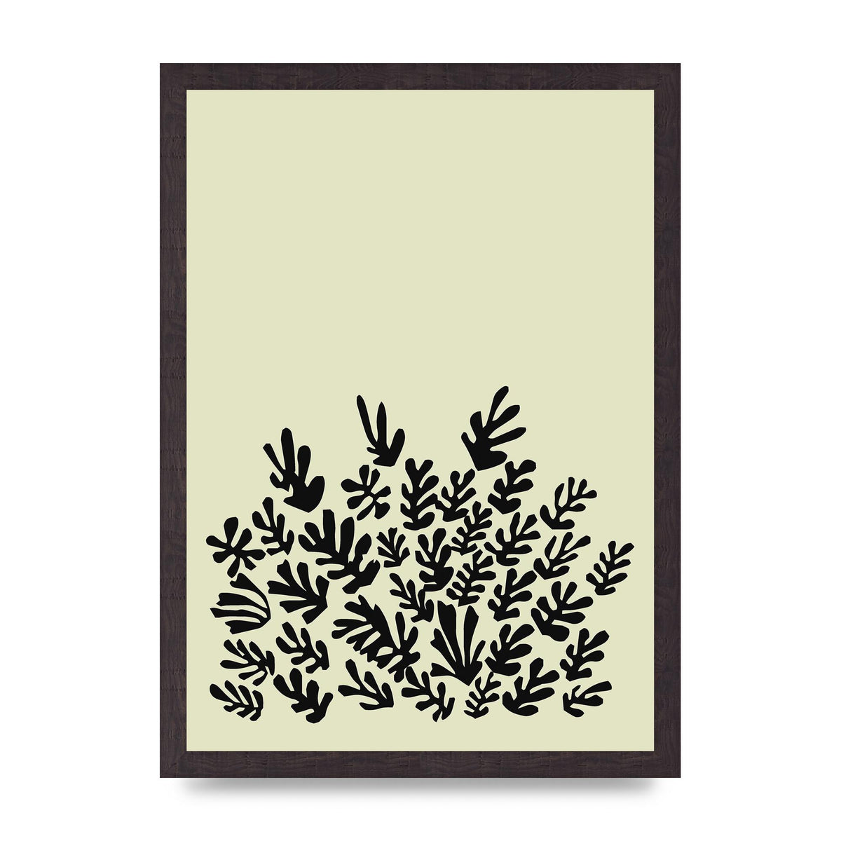 Ecru Black Abstract Leaf Shape Two Printed Poster - A3 framed