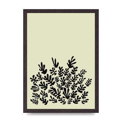 Ecru Black Abstract Leaf Shape Two Printed Poster - A3 framed