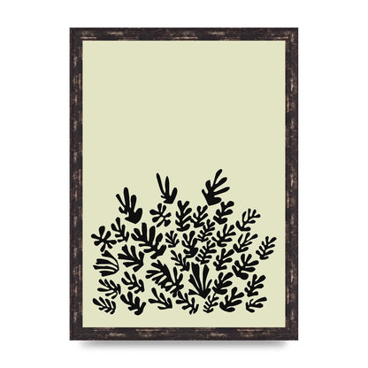 Ecru Black Abstract Leaf Shape Two Printed Poster - A3 framed