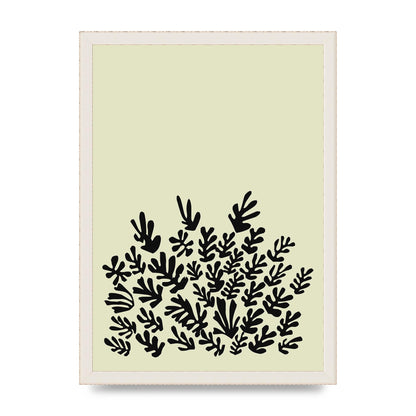 Ecru Black Abstract Leaf Shape Two Printed Poster - A3 framed
