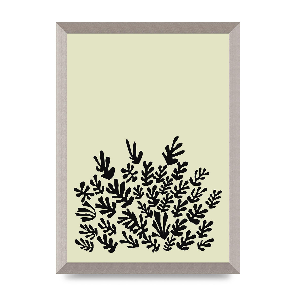 Ecru Black Abstract Leaf Shape Two Printed Poster - A3 framed