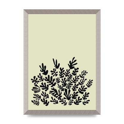Ecru Black Abstract Leaf Shape Two Printed Poster - A3 framed