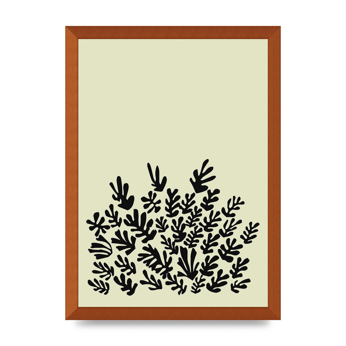 Ecru Black Abstract Leaf Shape Two Printed Poster - A3 framed