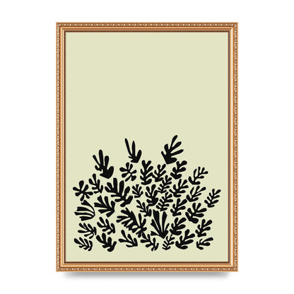 Ecru Black Abstract Leaf Shape Two Printed Poster - A3 framed