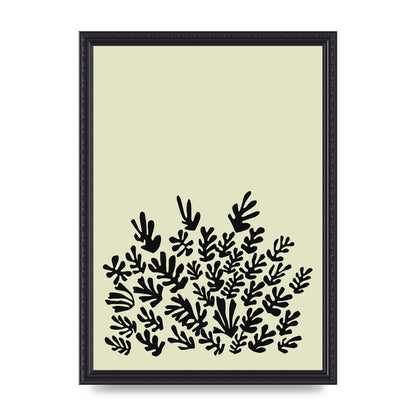 Ecru Black Abstract Leaf Shape Two Printed Poster - A3 framed