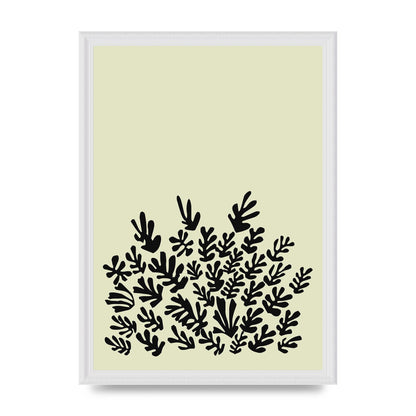 Ecru Black Abstract Leaf Shape Two Printed Poster - A3 framed