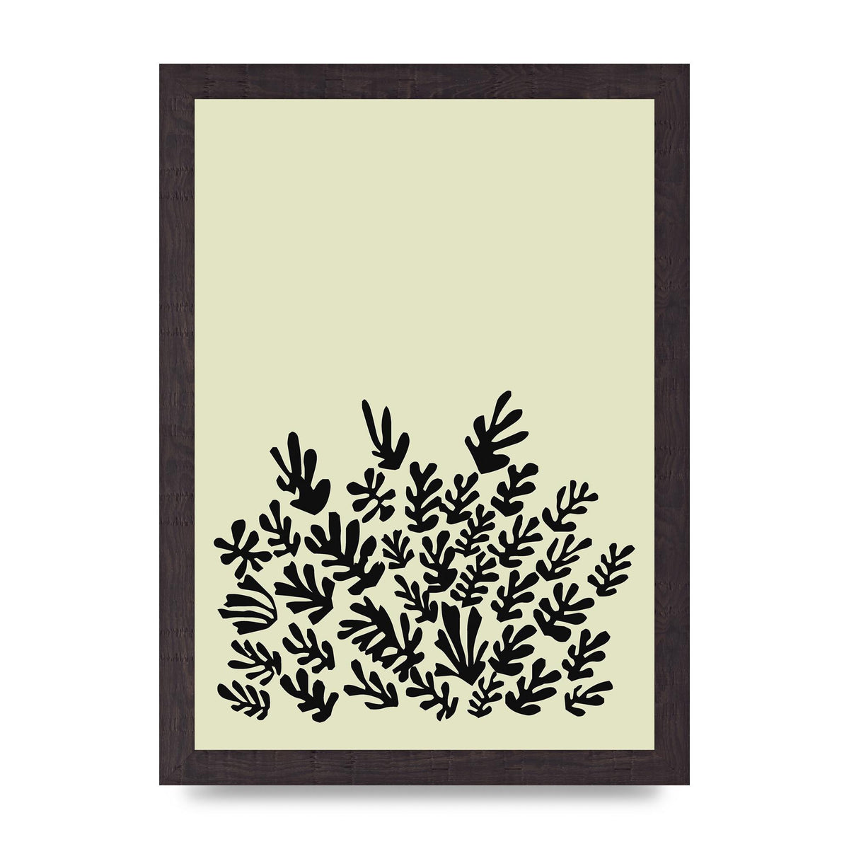 Ecru Black Abstract Leaf Shape Two Printed Poster - A4 framed