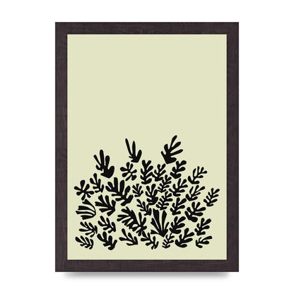 Ecru Black Abstract Leaf Shape Two Printed Poster - A4 framed