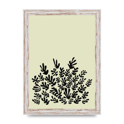 Ecru Black Abstract Leaf Shape Two Printed Poster - A4 framed