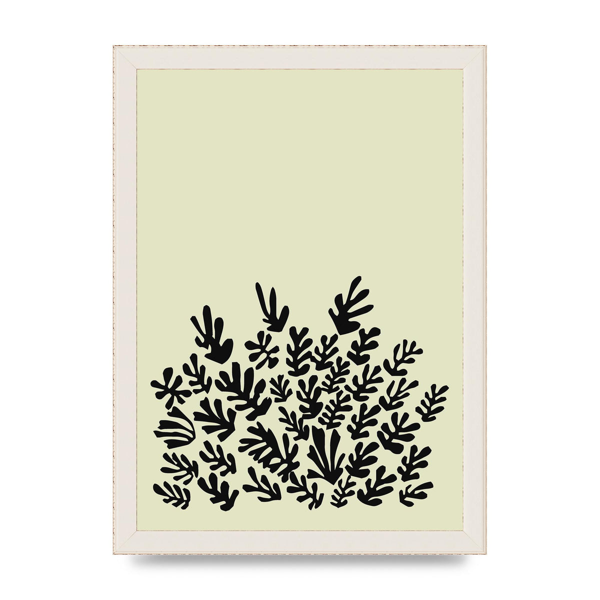 Ecru Black Abstract Leaf Shape Two Printed Poster - A4 framed