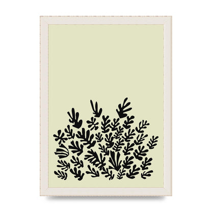 Ecru Black Abstract Leaf Shape Two Printed Poster - A4 framed