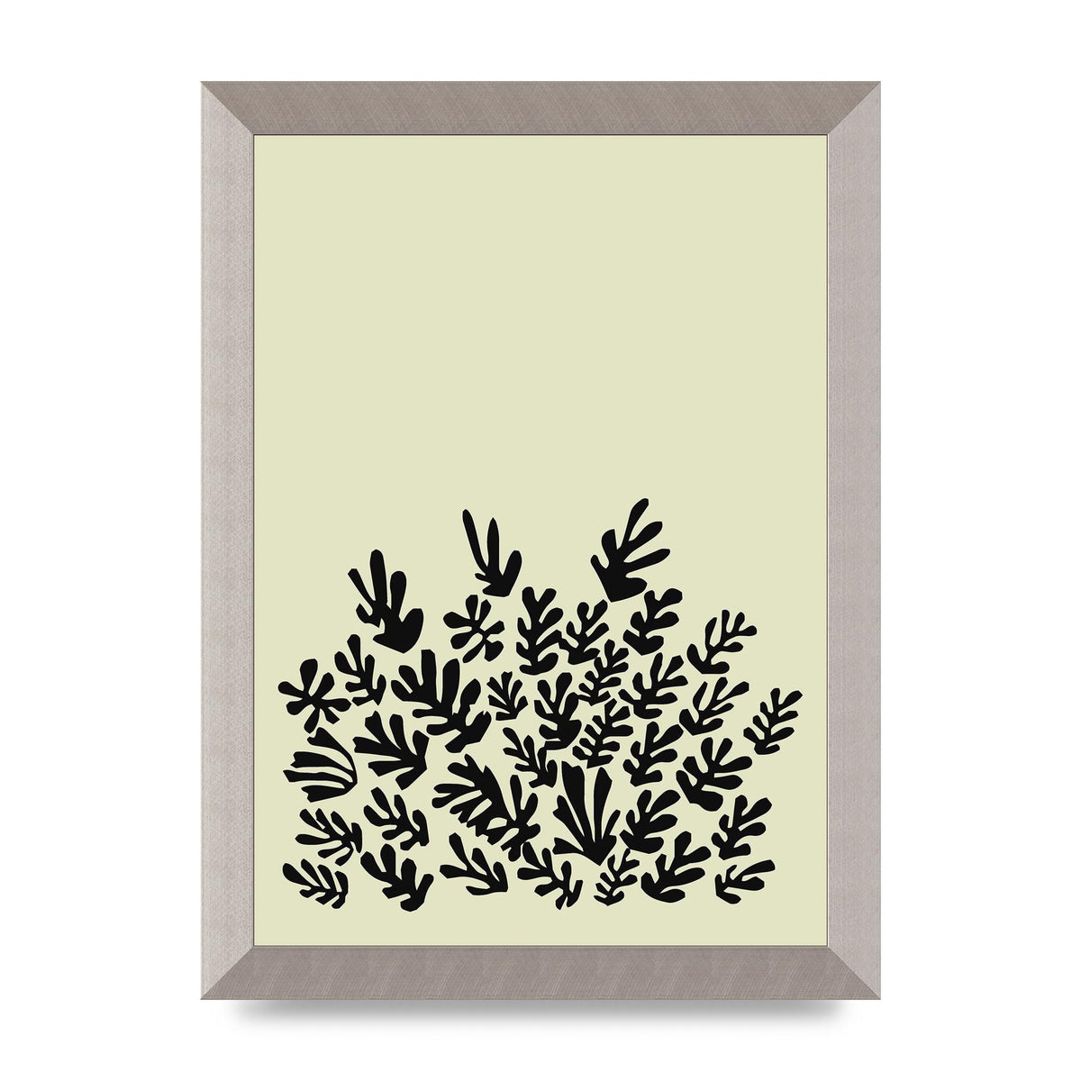 Ecru Black Abstract Leaf Shape Two Printed Poster - A4 framed
