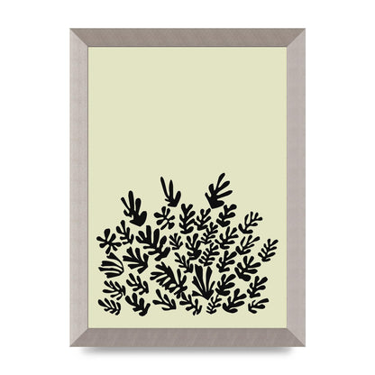 Ecru Black Abstract Leaf Shape Two Printed Poster - A4 framed