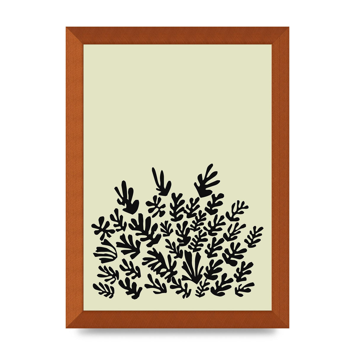 Ecru Black Abstract Leaf Shape Two Printed Poster - A4 framed