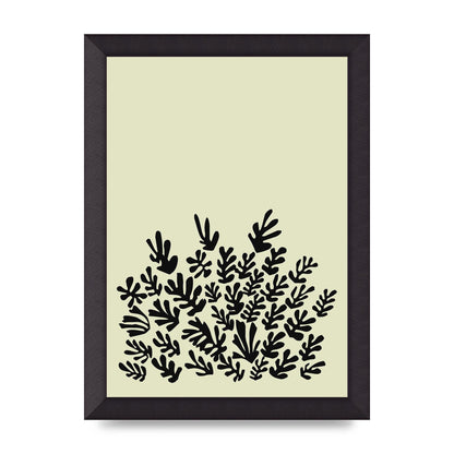 Ecru Black Abstract Leaf Shape Two Printed Poster - A4 framed